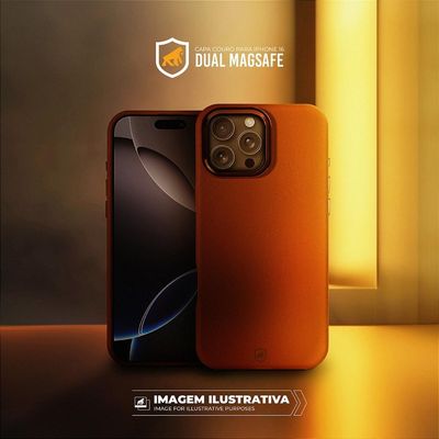 Capa case capinha para iPhone 16 - Couro Dual Magsafe - Marrom - Gshield