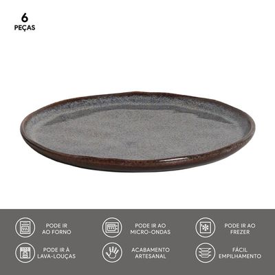 Conjunto de Pratos de Sobremesa Porto Brasil Bio Titanium com 6 peças - Azul