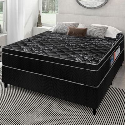 Cama Box Casal Portobel + Colchão Casal Portobel Diplomata Orthopedic com Espuma D-45 65x138x188 cm - Preto
