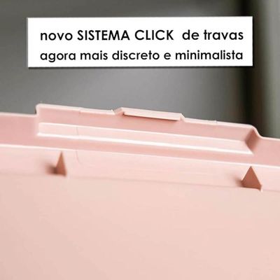 6 Caixas Organizadoras com Tampa 30L Empilháveis Click Ordene de Plástico