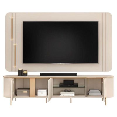 Rack Bancada Com Painel Ariana Off White – Dj Móveis