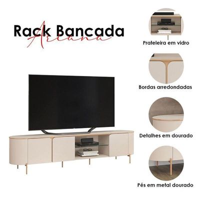 Rack Bancada Com Painel Ariana Off White – Dj Móveis