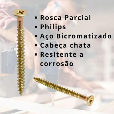 Parafuso 4,0x40 Chipboard Chata Phs - 500pçs