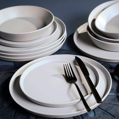 Conjunto com 6 Pratos de Sobremesa Porto Brasil Neo Vit em Stoneware 21,5cm  Cinza