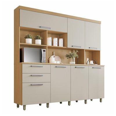 Cozinha Compacta Nesher Nobreza com 7 Portas, 2 Gavetas e 4 Prateleiras - 210cm de largura