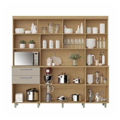 Cozinha Compacta Nesher Nobreza com 7 Portas, 2 Gavetas e 4 Prateleiras - 210cm de largura