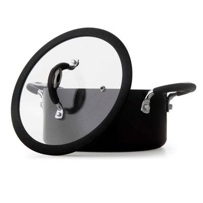 Conjunto de Panelas 4 Peças Multiflon Dom com Revestimento Antiaderente Quartzo 7 Camadas e Tampas com Saída de Vapor - Preto