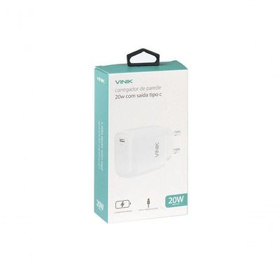 Carregador De Parede 20w Com 1 Saida Tipo C 12v - Branco