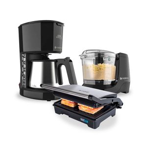 Kit Cafeteira Elétrica 30 Xícaras CAF810 com Sanduicheira Grill GRL615 e Mini Processador MPR520 Cadence Preta 127V Menor preço em Kit Cafeteira Elétrica 30 Xícaras CAF810 com Sanduicheira Grill GRL615 e Mini Processador MPR520 Cadence Preta 127V