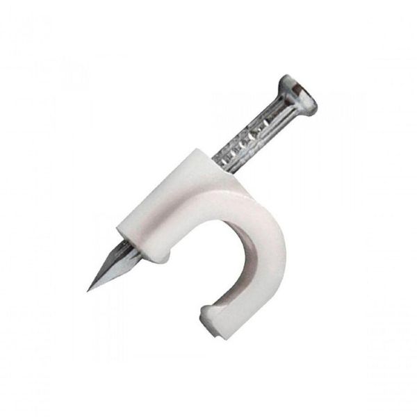 Fixa Fio/ Cabo Rg6 8mm Branco Com Prego De Aco Pacote...