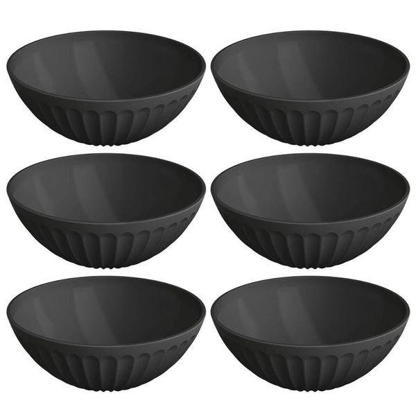 Conjunto 6 Saladeiras Tigelas Pretas 1L Plástico Uz Salada Sobremesa Pipoca Petiscos