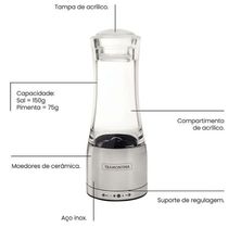 Kit 2 Moedores de Sal Pimenta Tramontina Inox com Moinho Cerâmica Realce