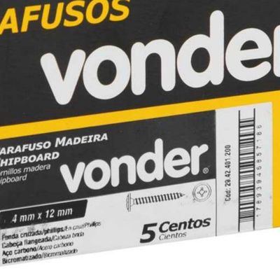 Parafuso Madeira 4,0x12 Chipb Cabeça Fl Ph 500 Peças Vonder