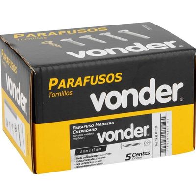 Parafuso Madeira 4,0x12 Chipb Cabeça Fl Ph 500 Peças Vonder