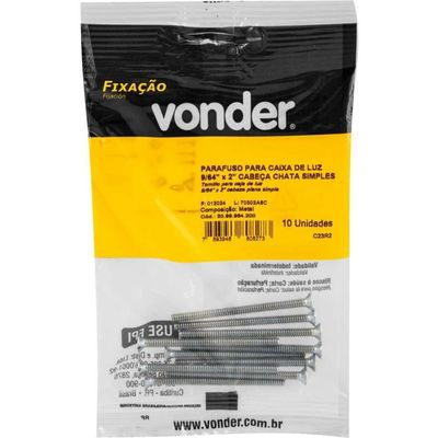 Parafuso Para Caixa De Luz 9-64 X 2'' Com 10 Peças Vonder
