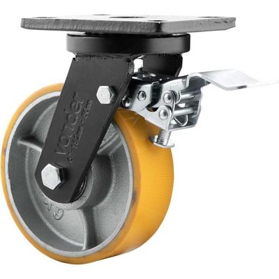 Rodizio Giratório Com Freio 6'' Pu+ferro Industrial Vonder