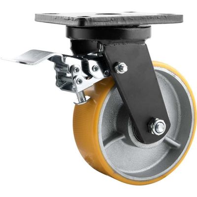 Rodizio Giratório Com Freio 6'' Pu+ferro Industrial Vonder