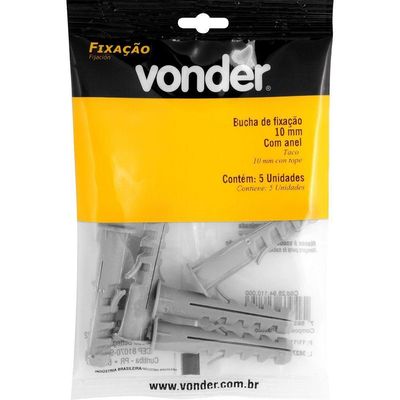 Bucha De Fixação 10 Mm Com Anel Com 5 Peças Vonder