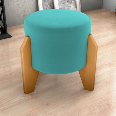 Puff Decorativo para Sala Luxo 44x44 Cm Veludo Deluxe Milani Store Verde