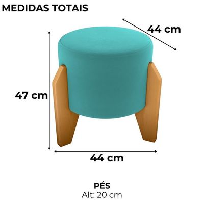 Puff Decorativo para Sala Luxo 44x44 Cm Veludo Deluxe Milani Store Verde