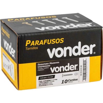 Parafuso Madeira 3,5x14 Chipb Cabeça Fl Ph 1000 Peças Vonder