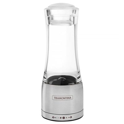 Moedor para Sal Ou Pimenta Tramontina Realce em Aço Inox e Acrílico  16,6 cm