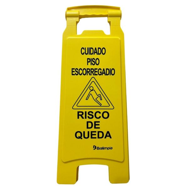 Placa De Sinalização Cuidado Piso Escorregadio Bralimpia