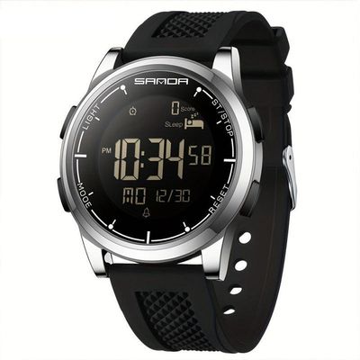 Relógio Masculino Multifuncional Mostrador Digital Design Esportivo Moderno Impermeavel Prateado