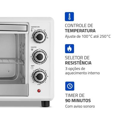 Forno Elétrico 42L Family II Mondial Preto/Inox 1600W FRN-42-W 110V