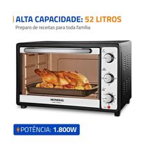 Forno Elétrico Mondial Grand Family II Preto E Inox 1800W 52L FRN-52-B 110V