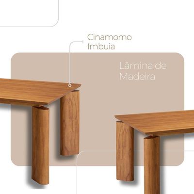 Mesa De Jantar Nala 220cm Madeira Tampo Laminado 8 Cadeira Nala Milano Imbuia Natural