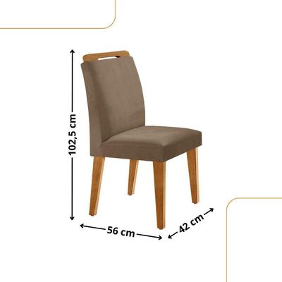 Conjunto Mesa Liz 120cm Com 4 Cadeiras Athenas Moderna Veludo Capuccino Off White Imbuia