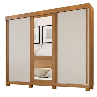 Guarda Roupa Siena 3 Portas Ripado 6 Gavetas 9 Prateleiras Cinamomo-off Flex