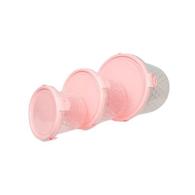 Kit 3 Potes Cristal 550ml Redondos Rosa
