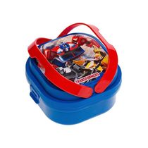 Marmita Com 2 Compartimentos, Trava E Alças 660ml Infantil Decorado Transformers