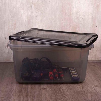 Kit 6 Caixas Plásticas Organizadora 27 Litros Cinza