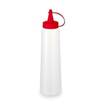 Kit 10 Bisnaga Plástica Transparente Com Tampa Em Cores 400ml Vermelho