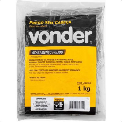 Prego Sem Cabeça 13 X 18 (1.1-2 X 15) Polido 1 Kg Vonder