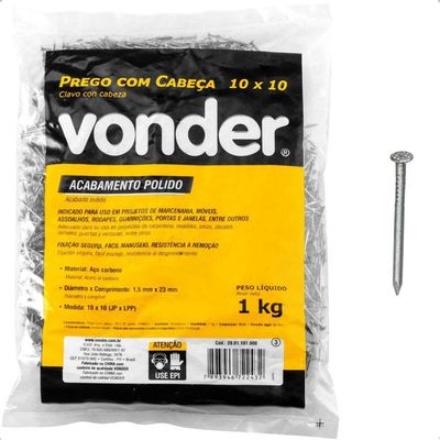 Prego Com Cabeça 10 X 10 (7-8 X 17) Polido 1 Kg Vonder