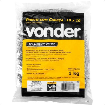 Prego Com Cabeça 10 X 10 (7-8 X 17) Polido 1 Kg Vonder