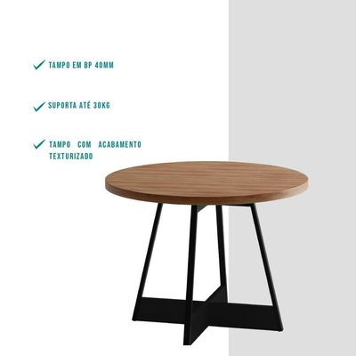 Mesa De Jantar Redonda 1 M átria 1594 Carraro Nogal/preto