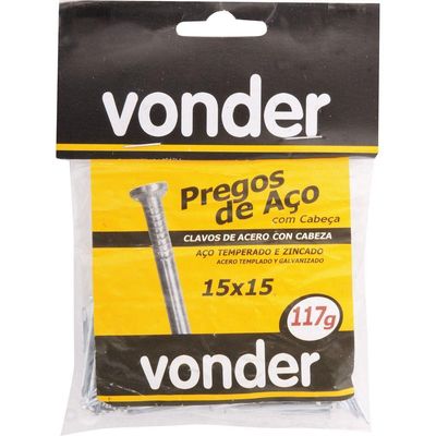 Prego De Aço 17x21 Com Cabeça Zincado 100 Peças Vonder