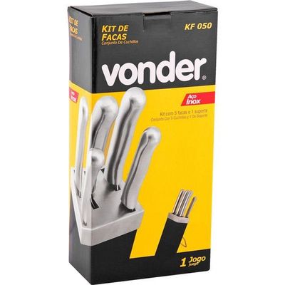 Jogo De Faca Aço Inox Com 6 Peças Kf 050 - Vonder