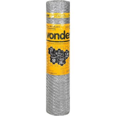 Tela Metálica Pinteiro Hex Malha 1'' BWG22 1,0m 50m Vonder