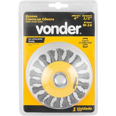 Escova Circular Cônica 4x1-2 M14 Torcida Vonder