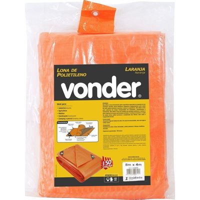 Lona Polietileno 10x4m Laranja 150 Micras Média Vonder