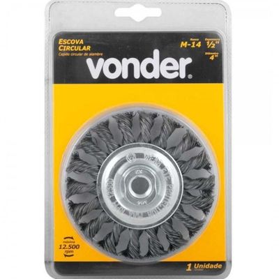 Escova Circular Torcida 4x1-2 Rosca M14 12500rpm Vonder