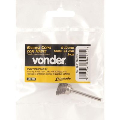 Escova Copo 12mm Inox Com Haste Para Microrretífica - Vonder