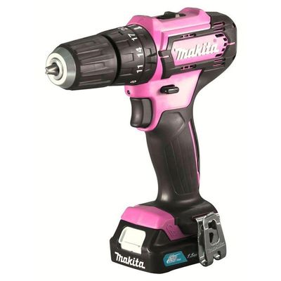 Parafusadeira Furadeira Impacto 12V Rosa 10mm Sem Fio 2 Baterias Carregador Maleta Hp333dwyep Makita