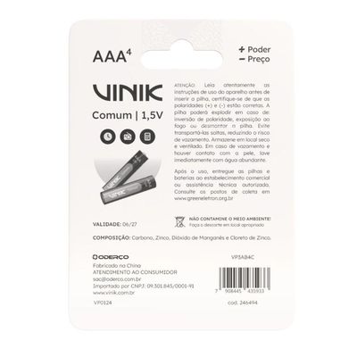 Pilha Comum Aaa C-4 1.5v - Vp3ab4c